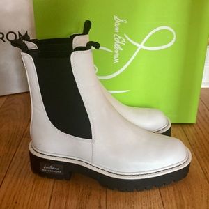 NWT Sam Edelman White Leather Laguna Lugged Chelsea Boots Size 7